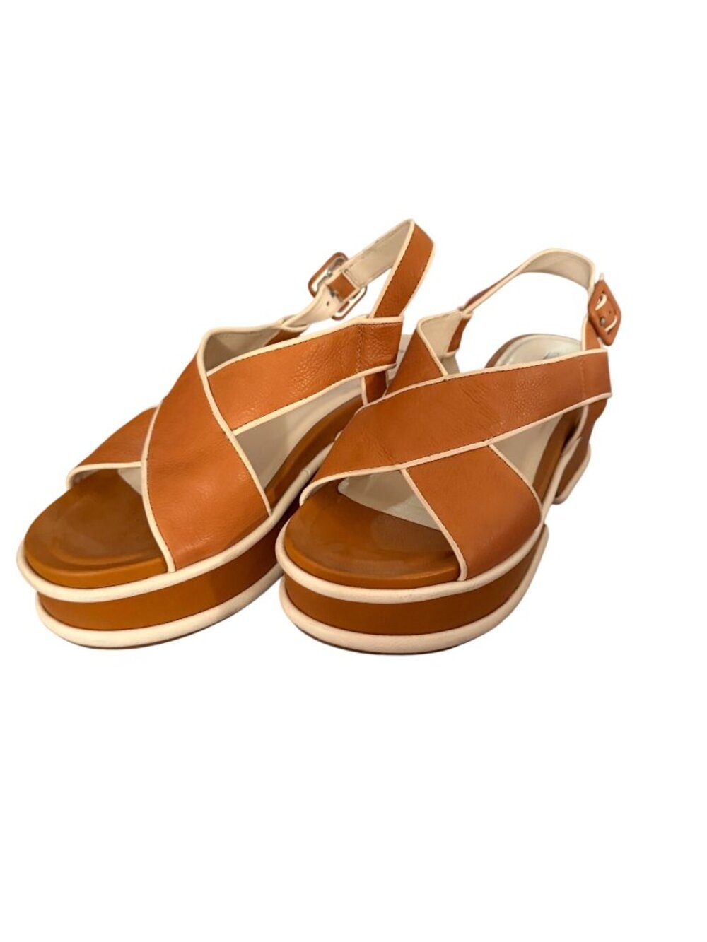 Elvio Zanon Womens Tanya Platform Sandals Size EU 40/ US 9 Brown Leather Casual - Picture 2 of 11
